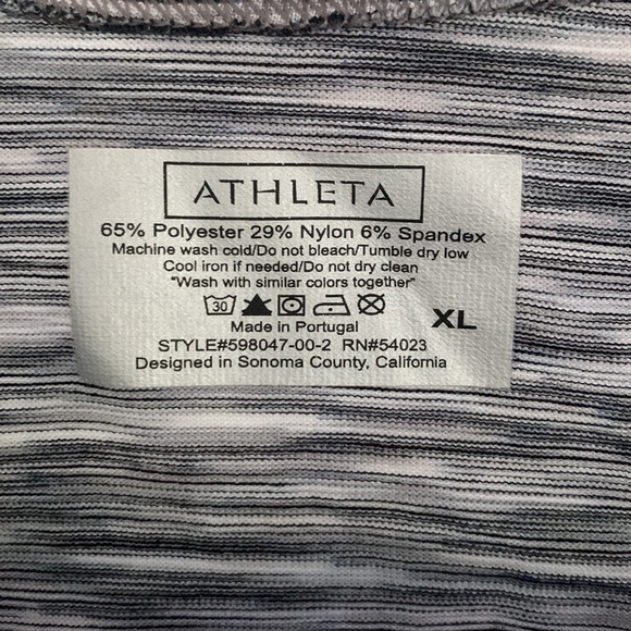 EUC Athleta Space Dye Heather Gray Fade White Shirred Side Waist Racerback Tank - Picture 2 of 5